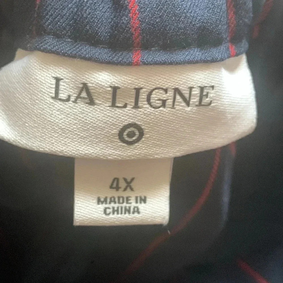LA LIGNE X TARGET Pant Wide Leg Trousers Side Stripe Navy & Red Size 4X New - Picture 9 of 12
